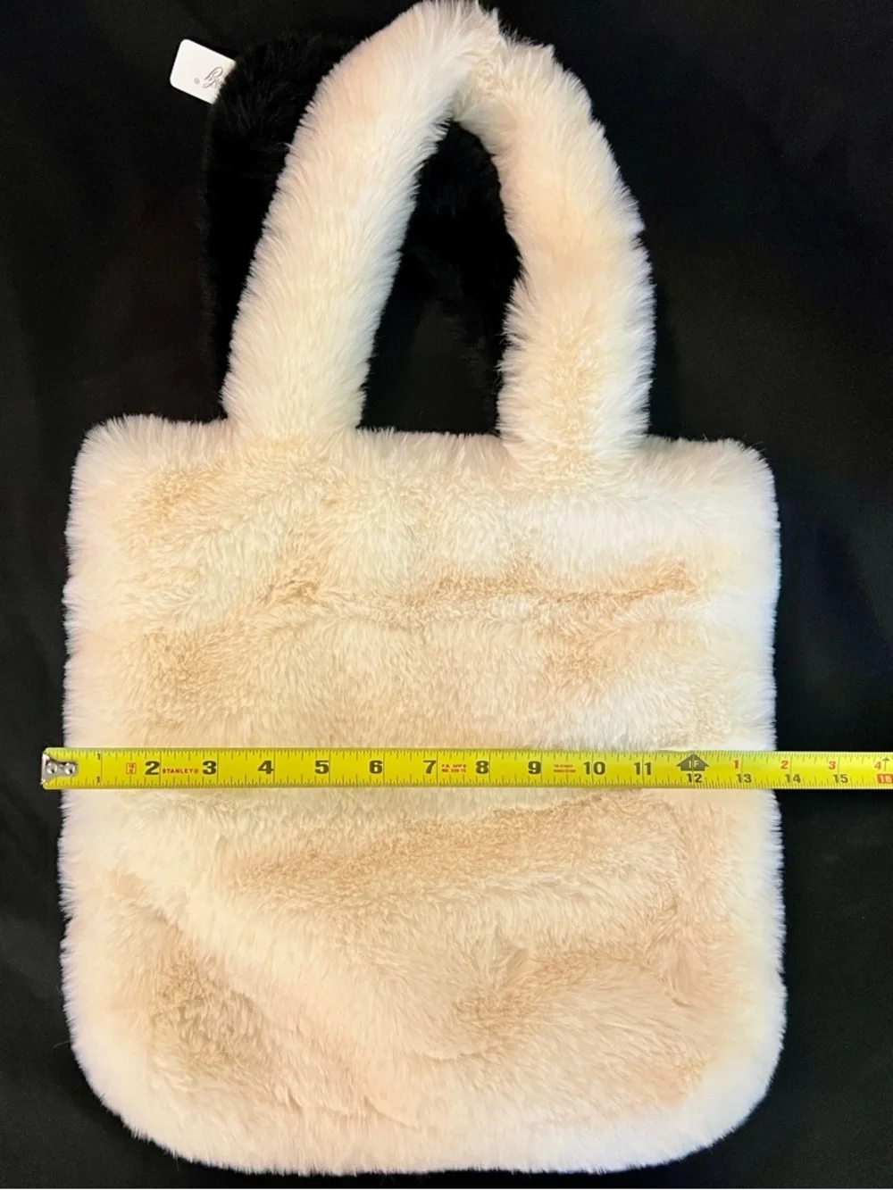 Lily Black & Cream Plush Cat Tote Bag